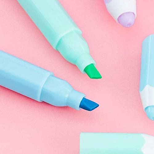 Oytra 6 Pcs Pencil Shaped Cute Pastel Color Marker Highlighter Pens for Kids and Adults Stationery Fancy Kawaii Korean Theme Oytra 6 Pcs Pencil Shaped Cute Pastel Color Marker Highlighter Pens for Kids and Adults Stationery Fancy Kawaii Korean Theme