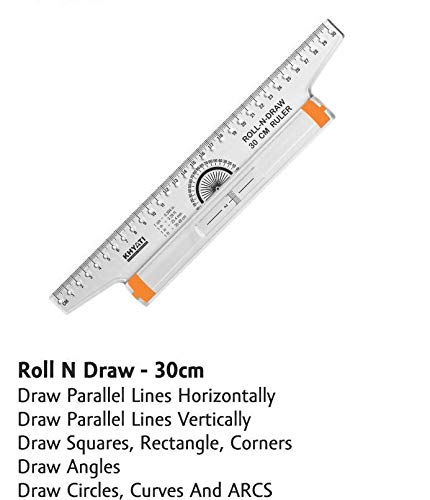 KHYATI Plastic Roll N Draw Ruler (30 cm) and Plastic Triangle ScaleRuler-30cm (12 Inch) Long Plastic Drafting Scale Ruler Very Useful to Architect, Engineering Students, Office Employee (Set of 2) KHYATI Plastic Roll N Draw Ruler (30 cm) and Plastic Triangle ScaleRuler-30cm (12 Inch) Long Plastic Drafting Scale Ruler Very Useful to Architect, Engineering Students, Office Employee (Set of 2)