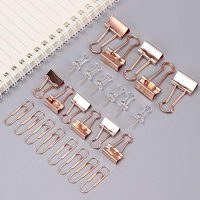 oddpod™ Premium Rose Gold Stationery Essentials for Office & Home - Push Pins & Paper Clips Holder Set (72 Pcs)