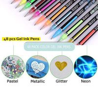 WORISON Unique Colors Glitter, Neon, Pastel, Metallic Colors Gel Pen Set, 48 Pcs