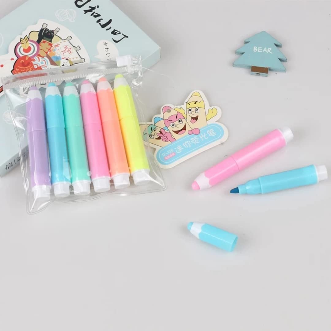 Oytra 6 Pcs Pencil Shaped Cute Pastel Color Marker Highlighter Pens for Kids and Adults Stationery Fancy Kawaii Korean Theme Oytra 6 Pcs Pencil Shaped Cute Pastel Color Marker Highlighter Pens for Kids and Adults Stationery Fancy Kawaii Korean Theme