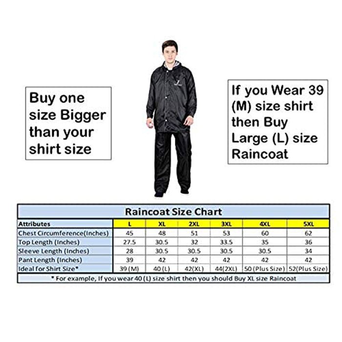 FabSeasons Reversible Waterproof Raincoat with Adjustable Hood and Reflector at Back for Night Visibility. Pack Contains Top, Bottom and Storage Bag FabSeasons Reversible Waterproof Raincoat with Adjustable Hood and Reflector at Back for Night Visibility. Pack Contains Top, Bottom and Storage Bag