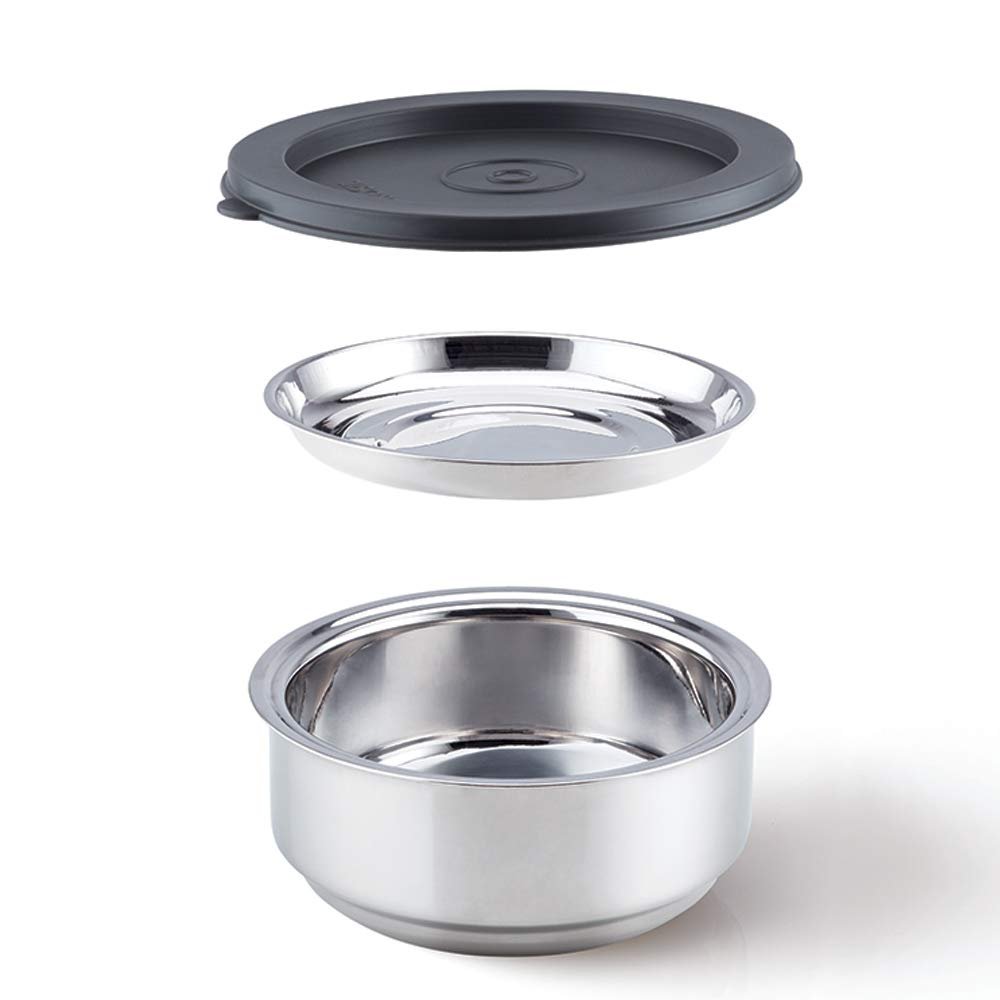 Borosil - Carry Fresh Stainless Steel Insulated Lunch Box Set of 3, (2pcs 280 ml + 1pcs 180 ml), Black Borosil - Carry Fresh Stainless Steel Insulated Lunch Box Set of 3, (2pcs 280 ml + 1pcs 180 ml), Black