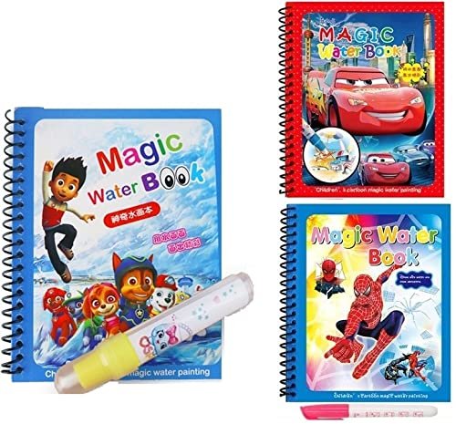PLUSPOINT Magic Water Quick Dry Book Water Coloring Book Doodle with Magic Pen Painting Board for Children Education Drawing Pad (Random Design ) (for Boys 3 Books) PLUSPOINT Magic Water Quick Dry Book Water Coloring Book Doodle with Magic Pen Painting Board for Children Education Drawing Pad (Random Design ) (for Boys 3 Books)