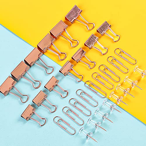 oddpod™ Premium Rose Gold Stationery Essentials for Office & Home - Push Pins & Paper Clips Holder Set (72 Pcs) oddpod™ Premium Rose Gold Stationery Essentials for Office & Home - Push Pins & Paper Clips Holder Set (72 Pcs)
