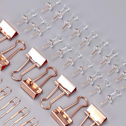oddpod™ Premium Rose Gold Stationery Essentials for Office & Home - Push Pins & Paper Clips Holder Set (72 Pcs) oddpod™ Premium Rose Gold Stationery Essentials for Office & Home - Push Pins & Paper Clips Holder Set (72 Pcs)