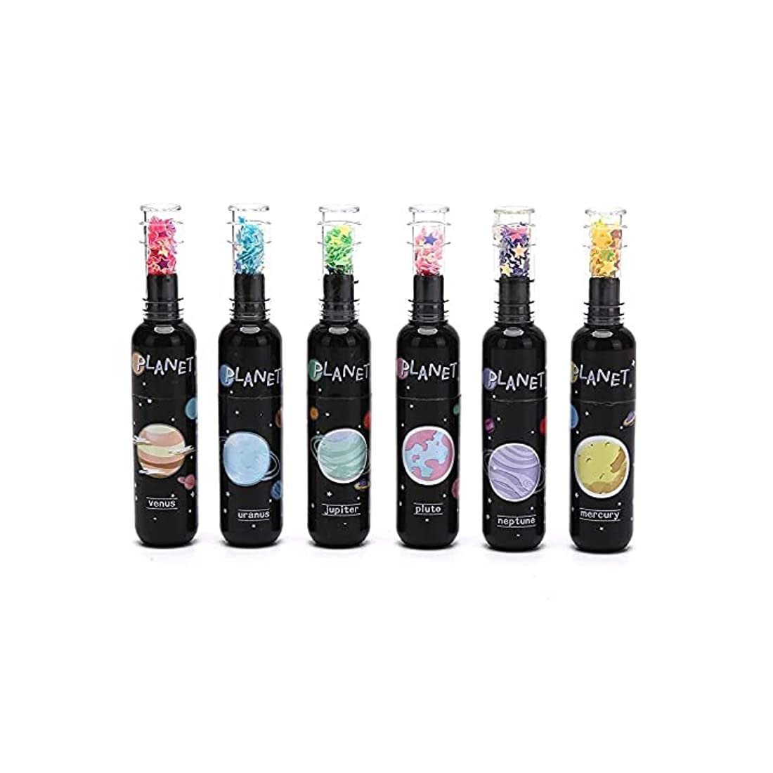 Oytra 6 Pcs Pencil Shaped Cute Pastel Color Marker Highlighter Pens for Kids and Adults Stationery Fancy Kawaii Korean Theme Oytra 6 PcsSet Highlighters Marker Pens Stationery Cute Space Theme Bottle Shaped Markers for Kids Girls Boys