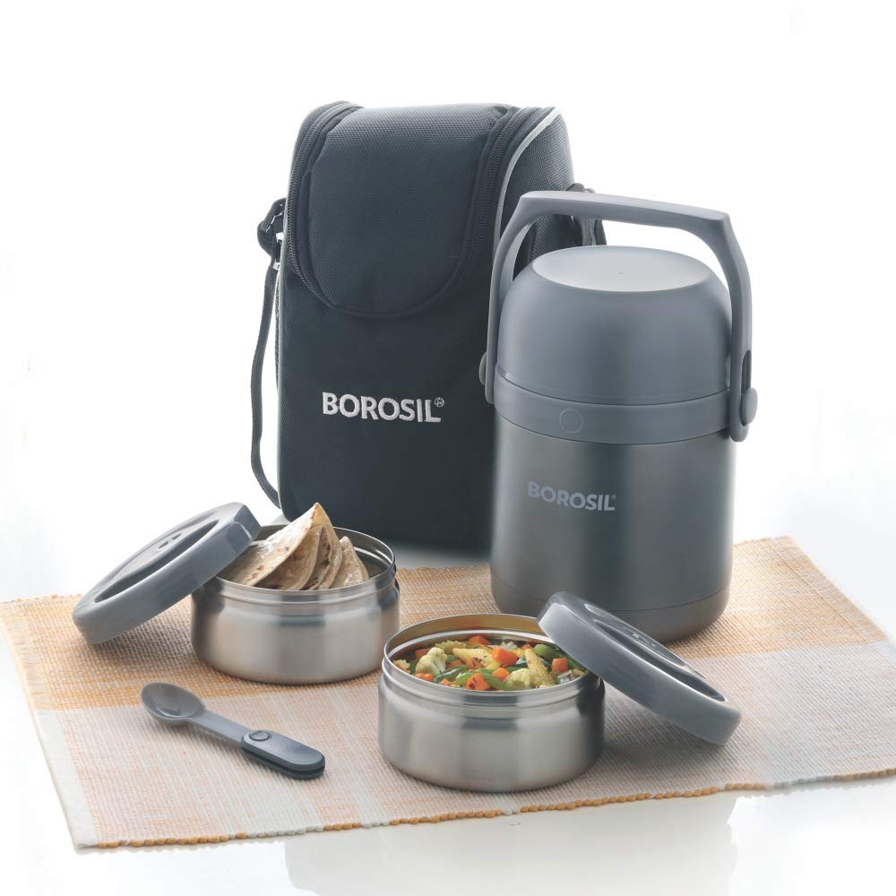 Material Stainless Steel Colour Steel Grey Style 4-Pieces Brand Borosil Item Dimensions LxWxH 15.2 x 13.8 x 31.6 Centimeters Shape Round Pattern Lunch Box Item Weight 1580 Grams Net Quantity 1 U Age Range (Description) Adult Material Stainless Steel Colour Steel Grey Style 4-Pieces Brand Borosil Item Dimensions LxWxH 15.2 x 13.8 x 31.6 Centimeters Shape Round Pattern Lunch Box Item Weight 1580 Grams Net Quantity 1 U Age Range (Description) Adult
