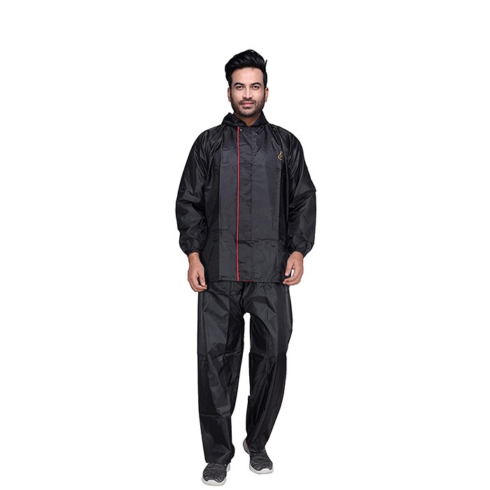 Orange Polyester Fabric Reversible Raincoat for Men with Jacket and Pant for bike riding - PVC on the inner side, Model - Dynamic, 5 Colors, XL-XXL (XL, Black) Orange Polyester Fabric Reversible Raincoat for Men with Jacket and Pant for bike riding - PVC on the inner side, Model - Dynamic, 5 Colors, XL-XXL (XL, Black)
