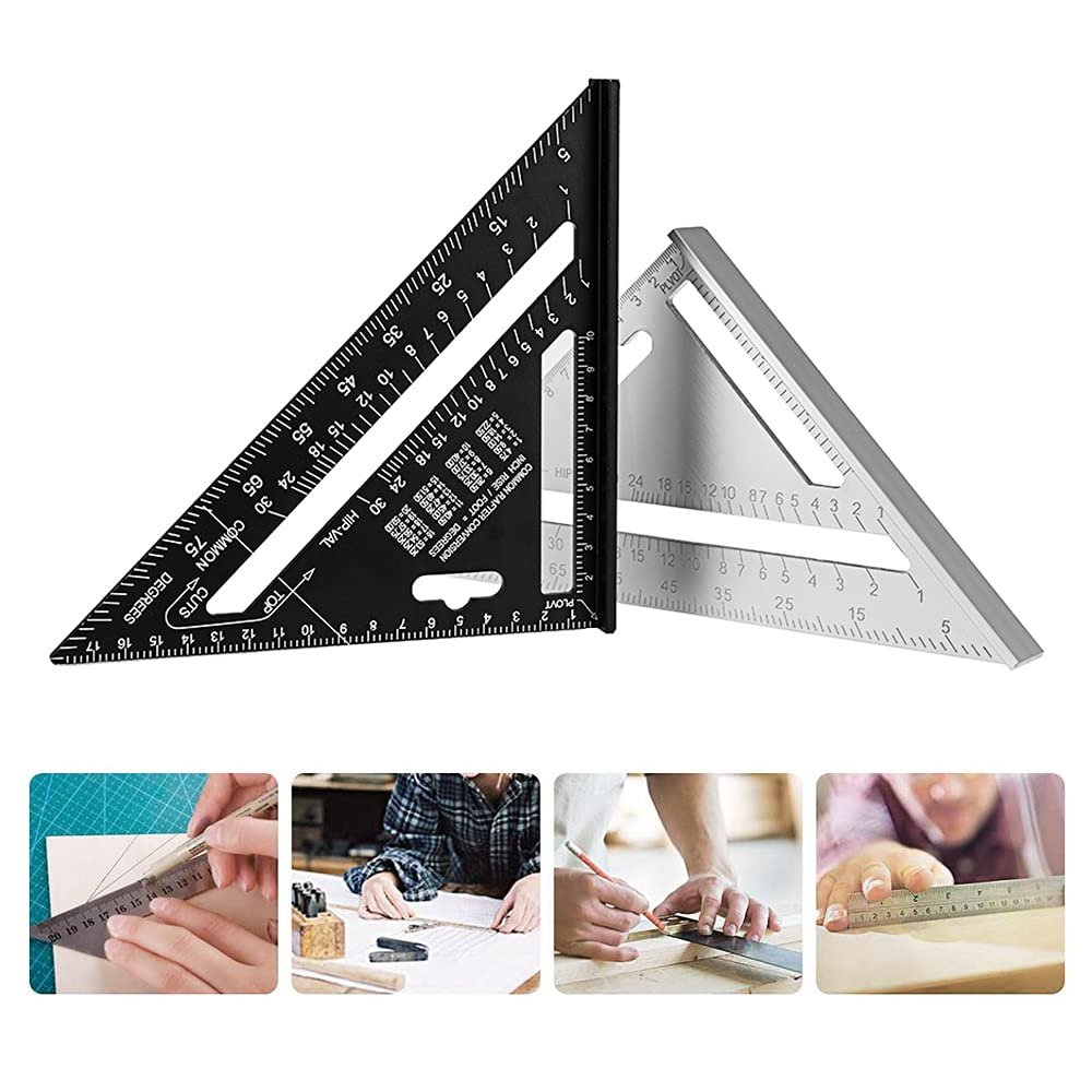 MORTON DAVIES Premium Aluminum Alloy Double Side 90 Degree Right Angle Triangle Scale Ruler with Metric Inch Measurement (SLIVER) (PACK OF 1) MORTON DAVIES Premium Aluminum Alloy Double Side 90 Degree Right Angle Triangle Scale Ruler with Metric Inch Measurement (SLIVER) (PACK OF 1)
