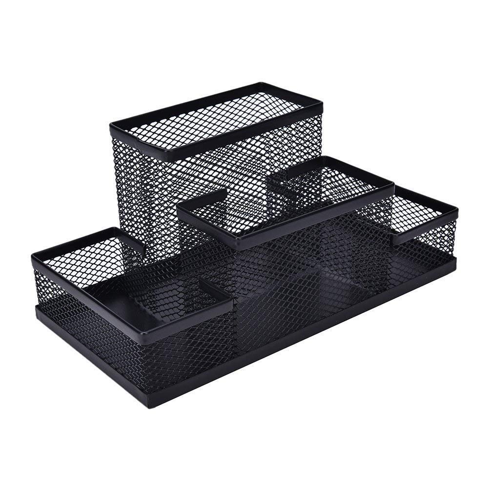Créneau Multi-Functional Black Cube Metal Book Stand Mesh Style Desk Tidy Pencil Metal Pen Holder Office Home Supplies Gift (4 Compartment) Créneau Multi-Functional Black Cube Metal Book Stand Mesh Style Desk Tidy Pencil Metal Pen Holder Office Home Supplies Gift (4 Compartment)