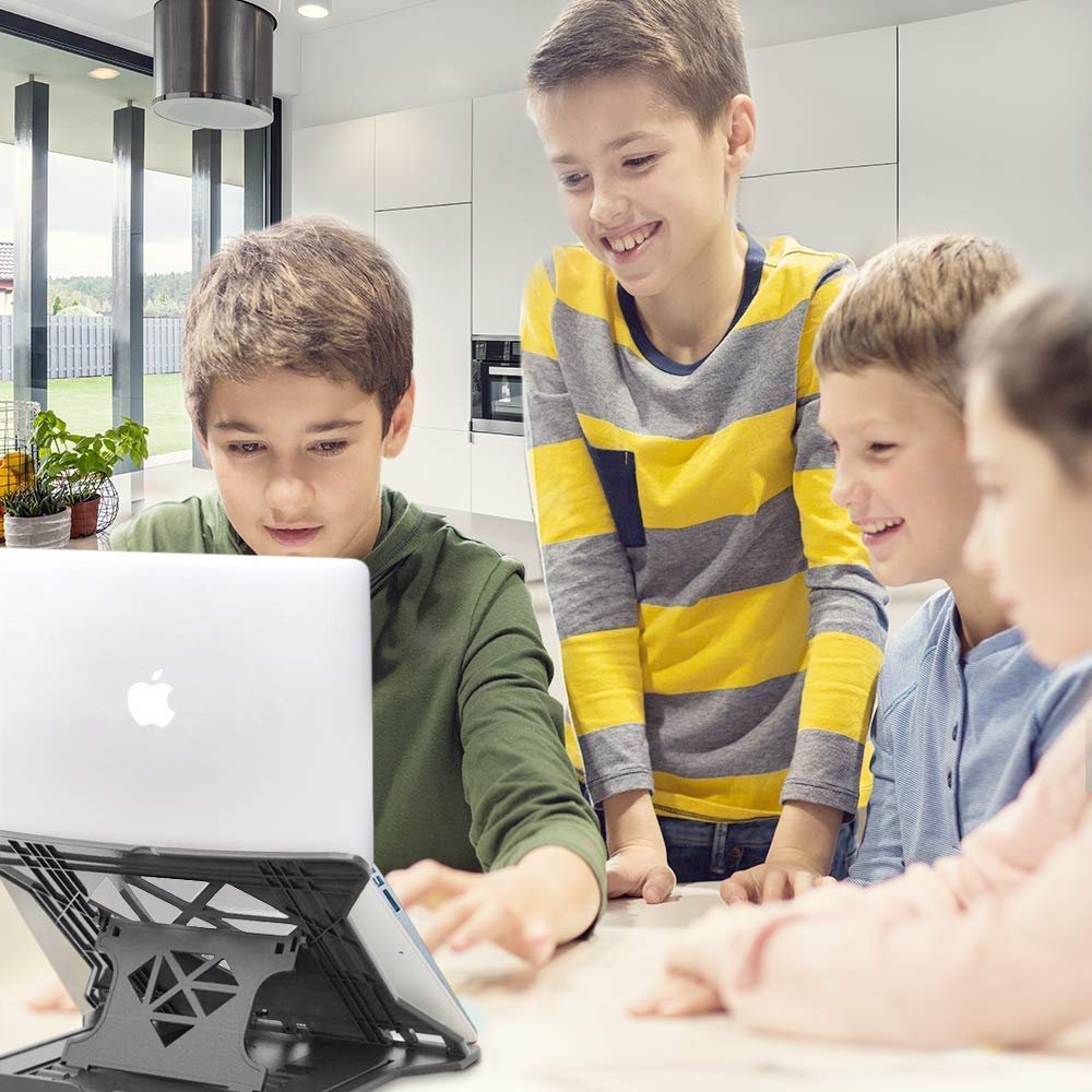 STRIFF Adjustable Laptop Stand Patented Riser Ventilated Portable Foldable Compatible with MacBook Notebook Tablet Tray Desk Table Book with Free Phone Stand(Black) STRIFF Adjustable Laptop Stand Patented Riser Ventilated Portable Foldable Compatible with MacBook Notebook Tablet Tray Desk Table Book with Free Phone Stand(Black)