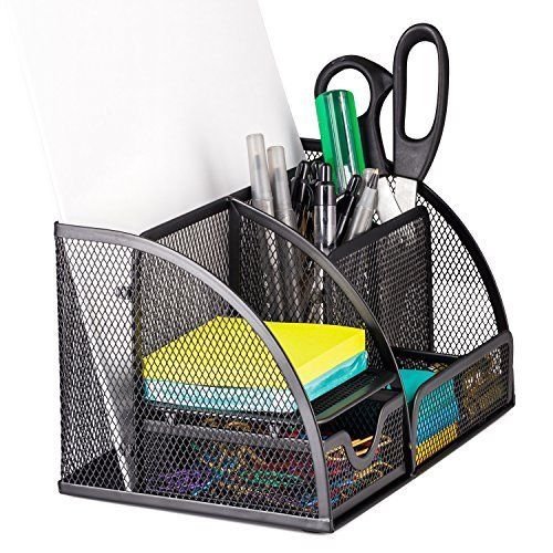 MeRaYo Metal Mesh Pen and Pencil Stationary Storage Tidy Desk Organizer Box with 6 Compartment for Home and Office Accessories (Black Color) MeRaYo Metal Mesh Pen and Pencil Stationary Storage Tidy Desk Organizer Box with 6 Compartment for Home and Office Accessories (Black Color)