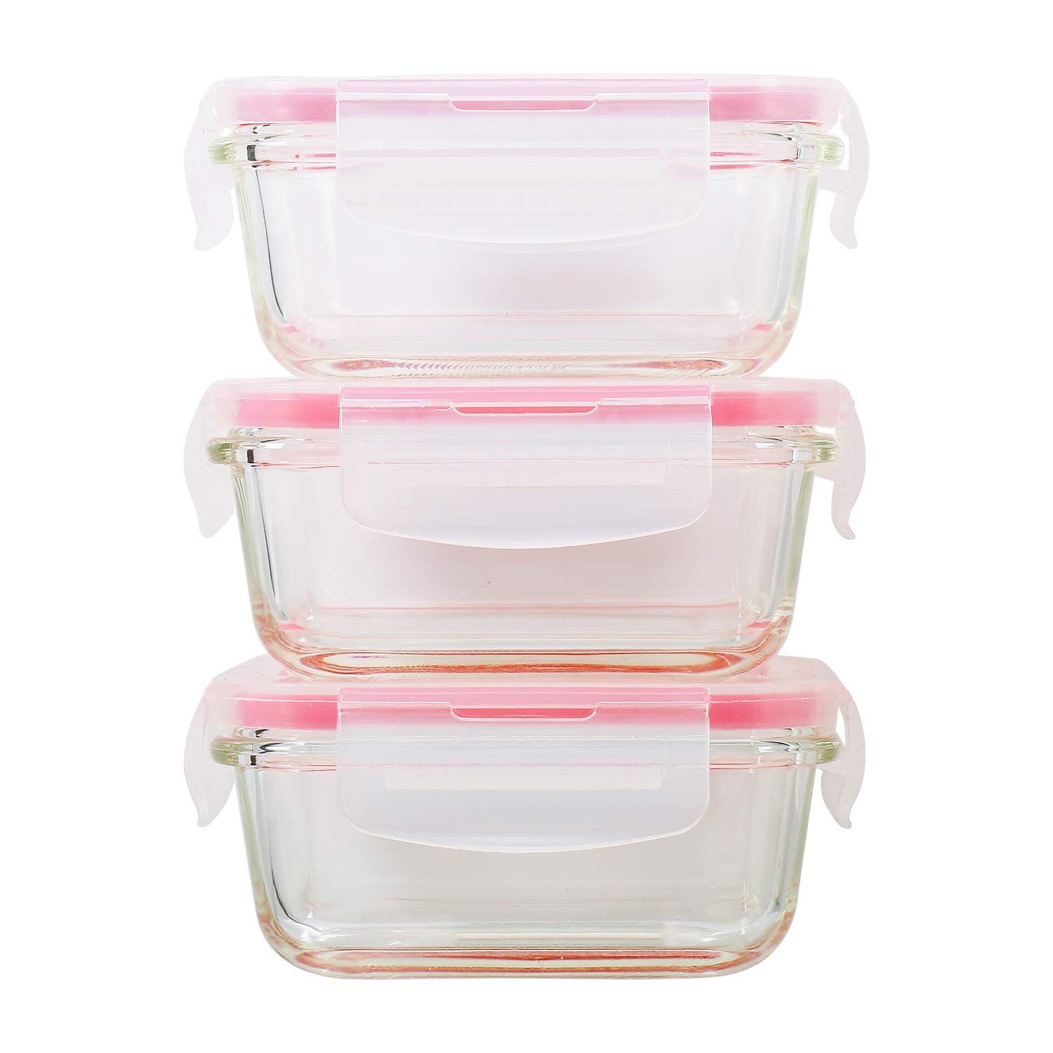 Kaiserhoff 3 Pcs Square Glass Lunch Box Set with Lunch Bag, 320 ml, Clear Kaiserhoff 3 Pcs Square Glass Lunch Box Set with Lunch Bag, 320 ml, Clear