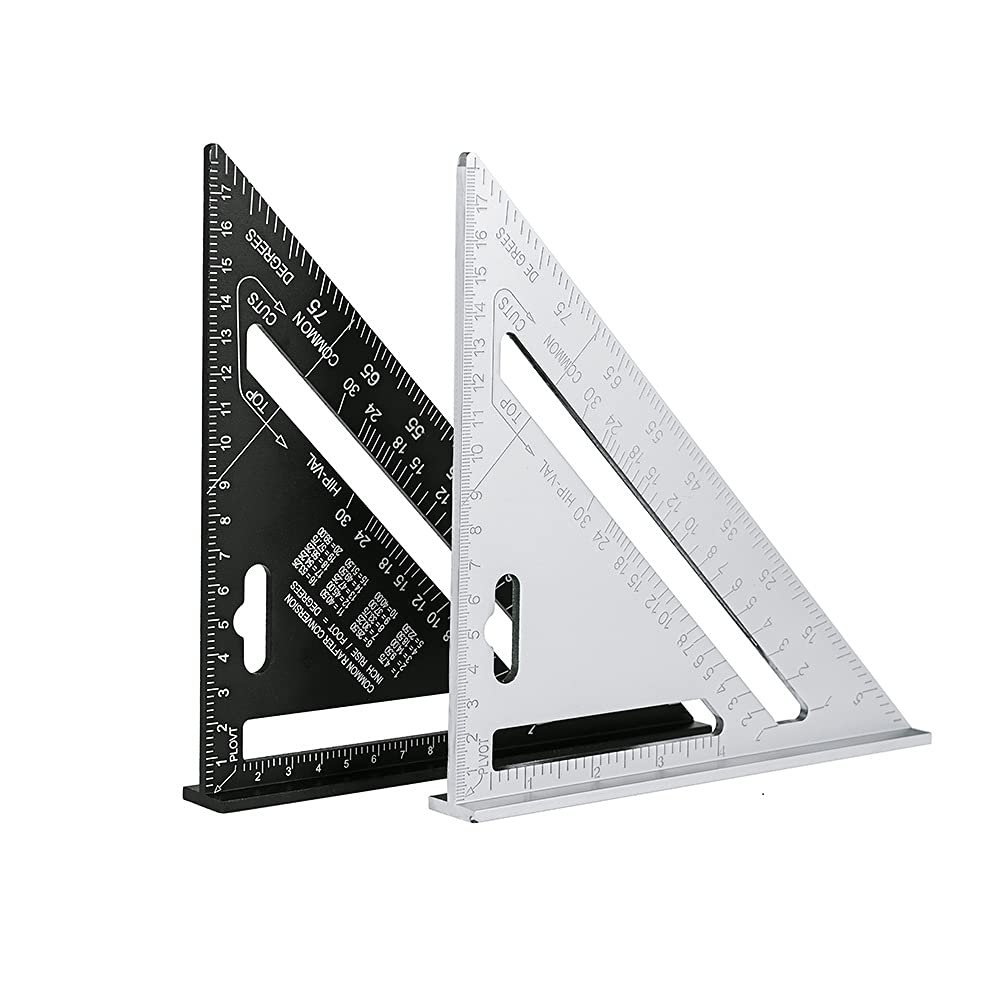 MORTON DAVIES Premium Aluminum Alloy Double Side 90 Degree Right Angle Triangle Scale Ruler with Metric Inch Measurement (SLIVER) (PACK OF 1) MORTON DAVIES Premium Aluminum Alloy Double Side 90 Degree Right Angle Triangle Scale Ruler with Metric Inch Measurement (SLIVER) (PACK OF 1)