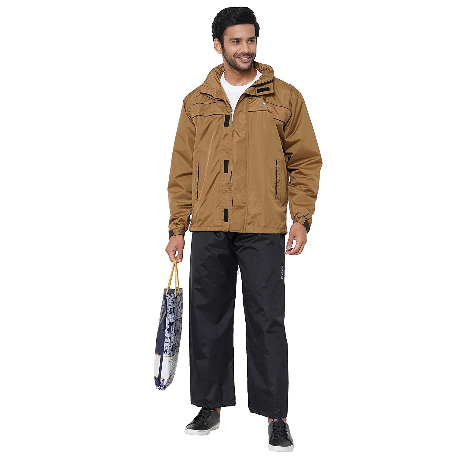 New ZEEL Mens Raincoat with Adjustable Hood | Stylish Jacket with Pockets | Waterproof Pant with Carrying Pouch | JS509 New ZEEL Mens Raincoat with Adjustable Hood | Stylish Jacket with Pockets | Waterproof Pant with Carrying Pouch | JS509