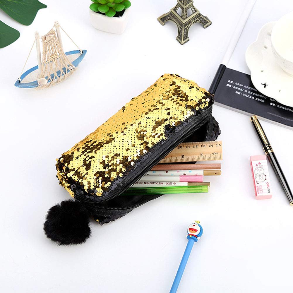 Climberty Fashion Sequin Hairball Pencil Case School Supplies BTS Stationery Gift Cute Pencil Box Pencilcase School Tools Pencil Cases (Style 2) Climberty Fashion Sequin Hairball Pencil Case School Supplies BTS Stationery Gift Cute Pencil Box Pencilcase School Tools Pencil Cases (Style 2)