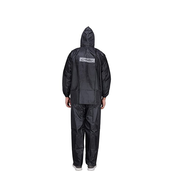 Orange Polyester Fabric Reversible Raincoat for Men with Jacket and Pant for bike riding - PVC on the inner side, Model - Dynamic, 5 Colors, XL-XXL (XL, Black) Orange Polyester Fabric Reversible Raincoat for Men with Jacket and Pant for bike riding - PVC on the inner side, Model - Dynamic, 5 Colors, XL-XXL (XL, Black)