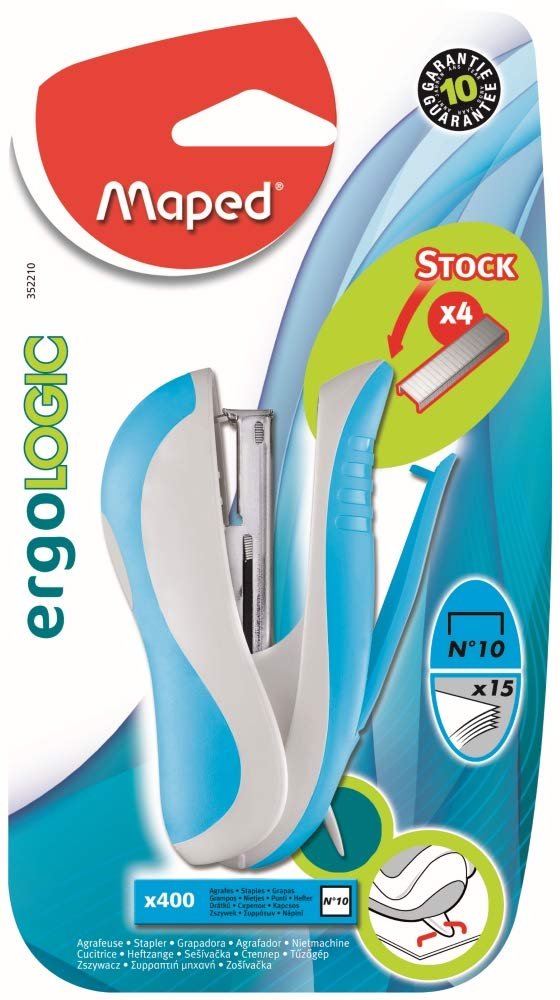 Maped Stapler Ergologic Pocket N°10 +400 Staples N°10 Blister (Blue) Maped Stapler Ergologic Pocket N°10 +400 Staples N°10 Blister (Blue)