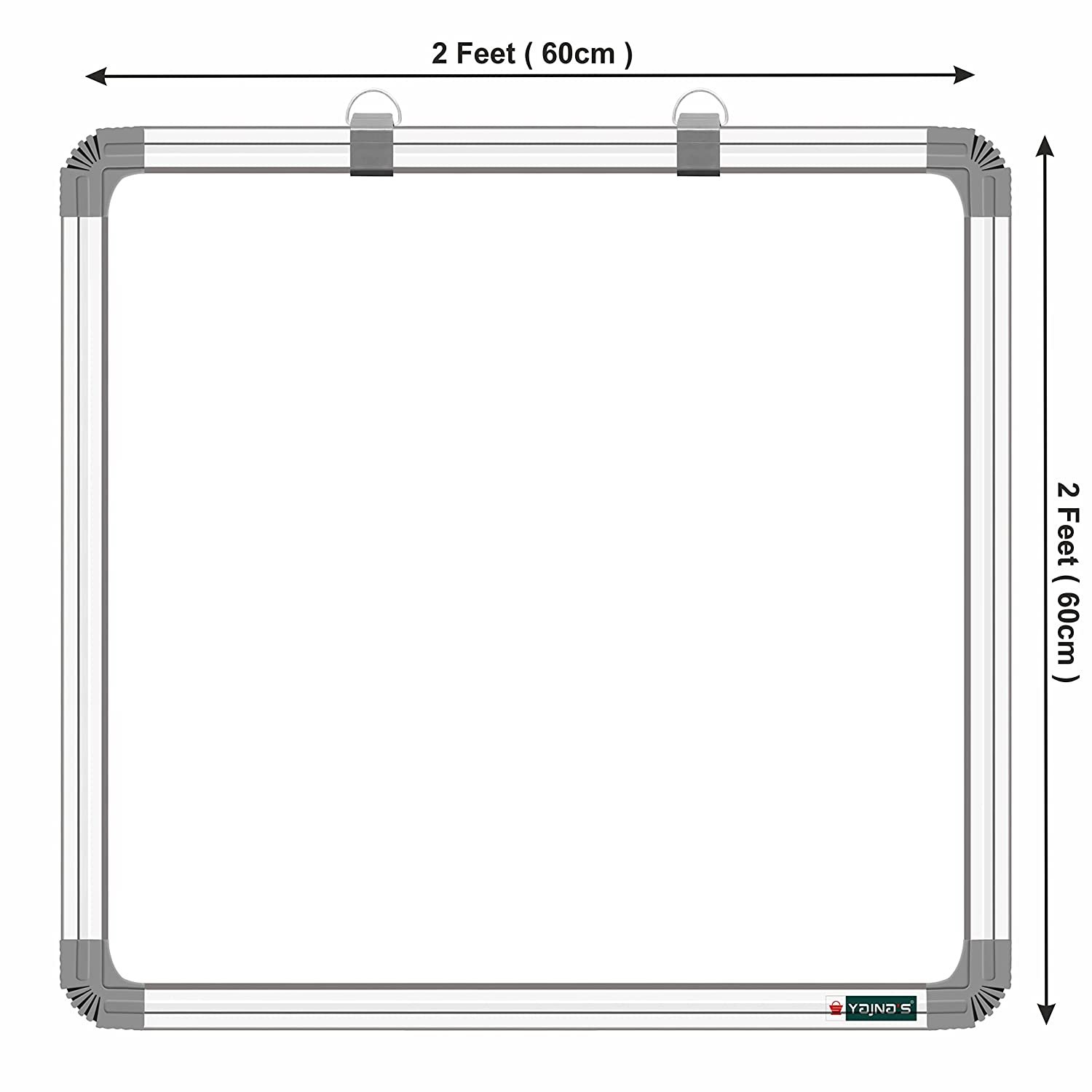 YAJNAS Non Magnetic (60CM x 60CM) 2X2 Feet Double Sided White Board and Chalk Board Both Side Writing Boards, one Side White Marker and Reverse Side Chalk Board Surface - Set of 1 YAJNAS Non Magnetic (60CM x 60CM) 2X2 Feet Double Sided White Board and Chalk Board Both Side Writing Boards, one Side White Marker and Reverse Side Chalk Board Surface - Set of 1