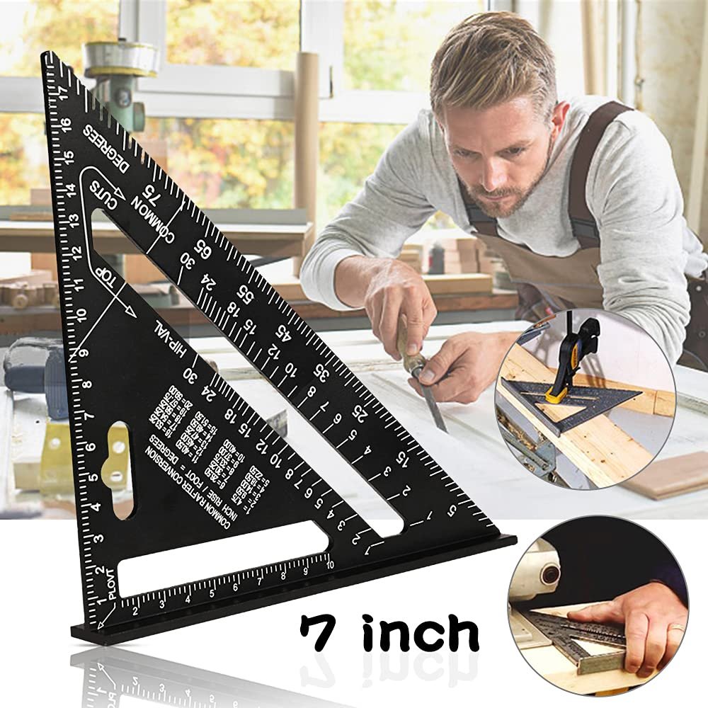 MORTON DAVIES Premium Aluminum Alloy Double Side 90 Degree Right Angle Triangle Scale Ruler with Metric Inch Measurement (SLIVER) (PACK OF 1) MORTON DAVIES Premium Aluminum Alloy Double Side 90 Degree Right Angle Triangle Scale Ruler with Metric Inch Measurement (SLIVER) (PACK OF 1)