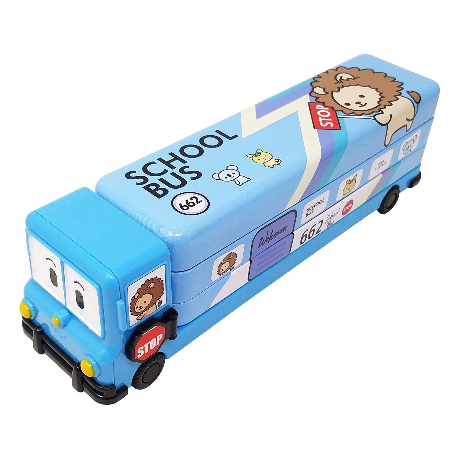 Mimi® Pack of 1 Metal Bus Double Decker Bus Shape Pencil Box for School and Wheels for Kids Birthday Party Return Gifts and Other Multi-Purpose Uses (Blue) Mimi® Pack of 1 Metal Bus Double Decker Bus Shape Pencil Box for School and Wheels for Kids Birthday Party Return Gifts and Other Multi-Purpose Uses (Blue)