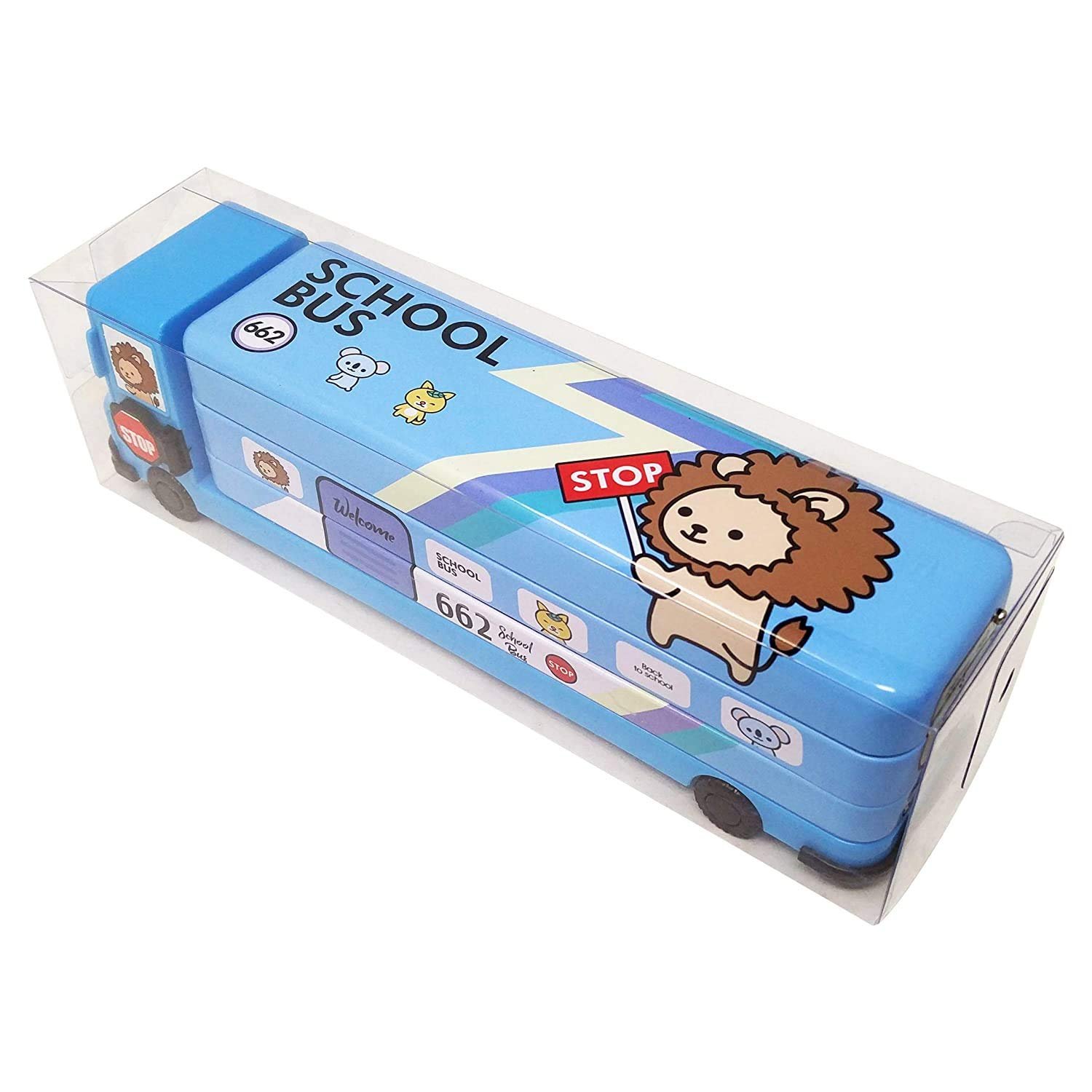 Mimi® Pack of 1 Metal Bus Double Decker Bus Shape Pencil Box for School and Wheels for Kids Birthday Party Return Gifts and Other Multi-Purpose Uses (Blue) Mimi® Pack of 1 Metal Bus Double Decker Bus Shape Pencil Box for School and Wheels for Kids Birthday Party Return Gifts and Other Multi-Purpose Uses (Blue)