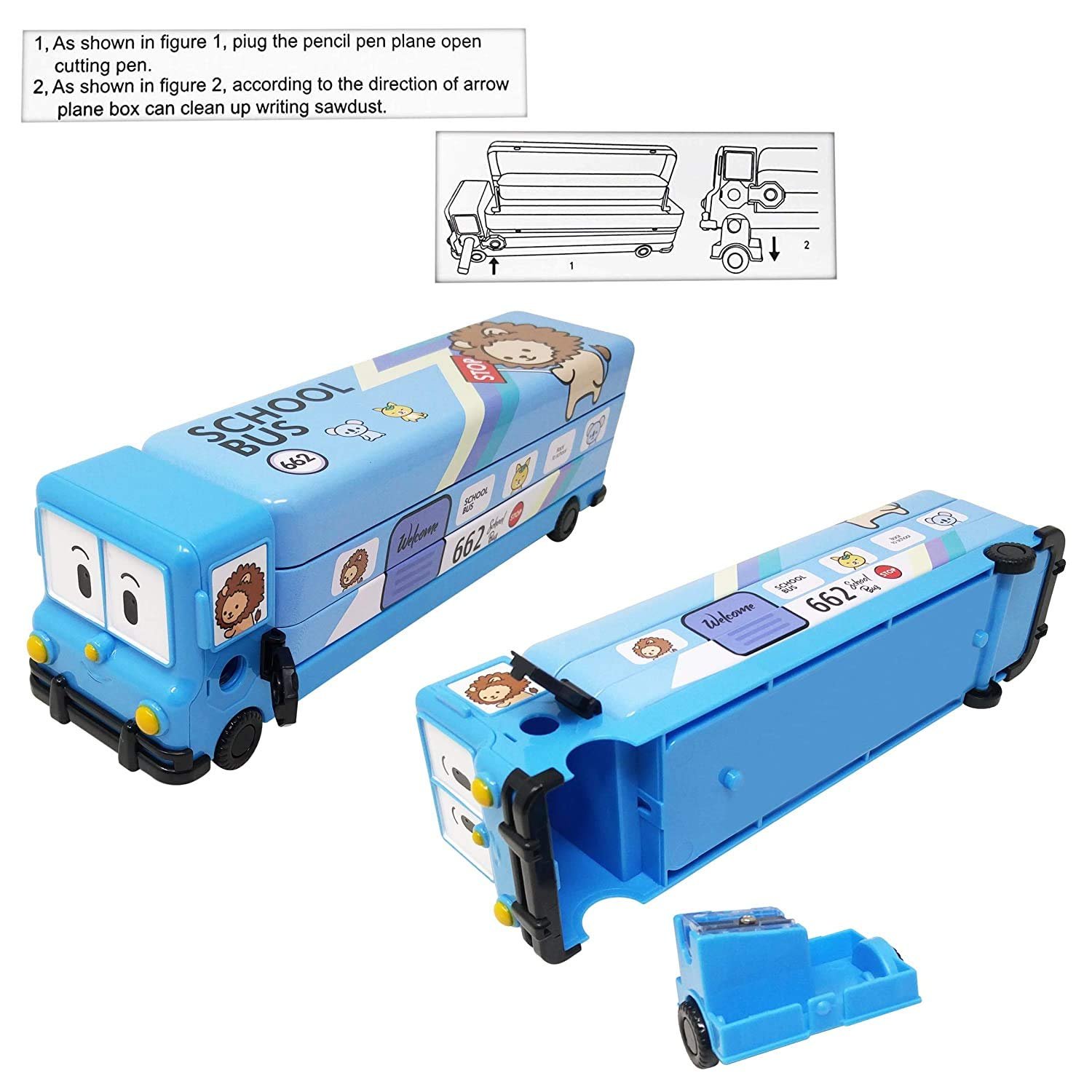 Mimi® Pack of 1 Metal Bus Double Decker Bus Shape Pencil Box for School and Wheels for Kids Birthday Party Return Gifts and Other Multi-Purpose Uses (Blue) Mimi® Pack of 1 Metal Bus Double Decker Bus Shape Pencil Box for School and Wheels for Kids Birthday Party Return Gifts and Other Multi-Purpose Uses (Blue)