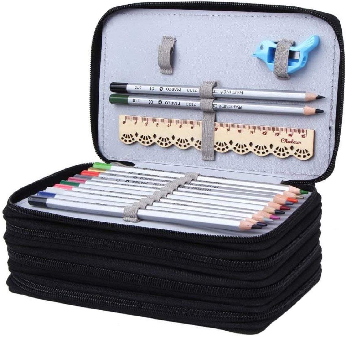 REHTRAD 4 Layers 72 Slots Portable Big Capacity Pencil Pen Case Bag (Black) REHTRAD 4 Layers 72 Slots Portable Big Capacity Pencil Pen Case Bag (Black)