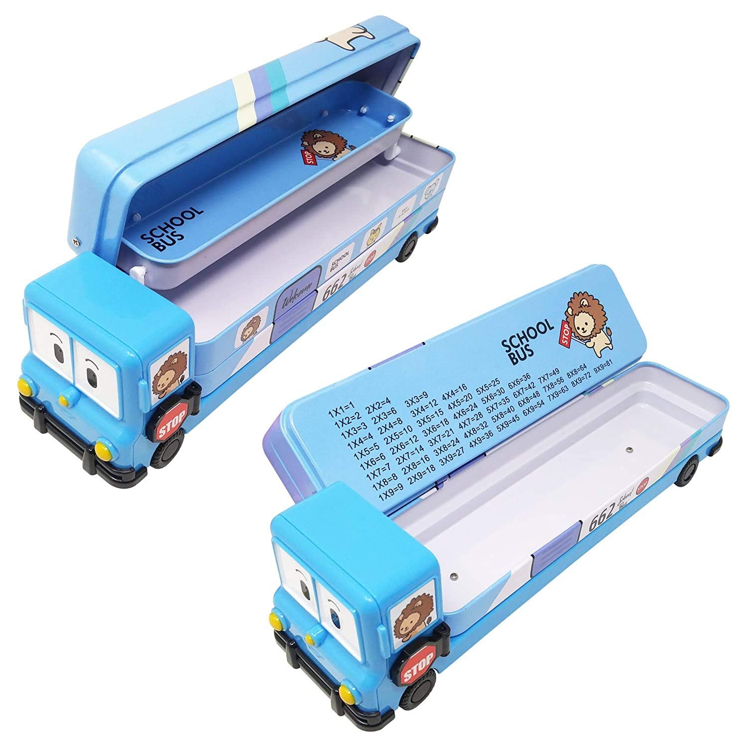 Mimi® Pack of 1 Metal Bus Double Decker Bus Shape Pencil Box for School and Wheels for Kids Birthday Party Return Gifts and Other Multi-Purpose Uses (Blue) Mimi® Pack of 1 Metal Bus Double Decker Bus Shape Pencil Box for School and Wheels for Kids Birthday Party Return Gifts and Other Multi-Purpose Uses (Blue)