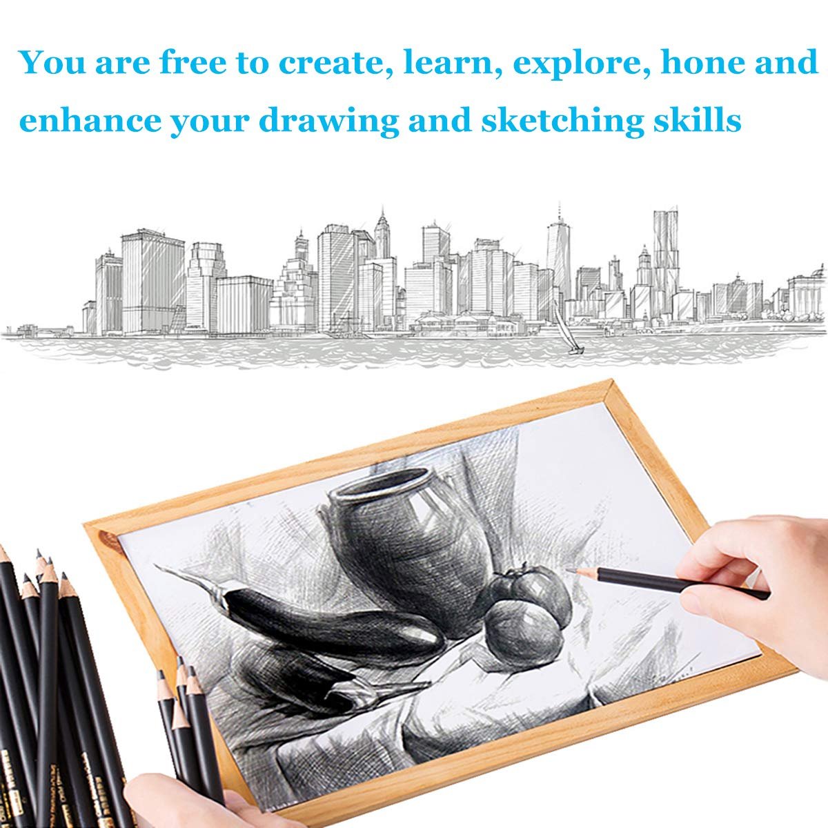 REHTRAD 29 Pcs Drawing Pencil Set for Artists Sketching Pencil Set with Graphite Pencils, Charcoal Pencils, Canvas Pencil Bag,Craft Knife,Eraser and Erasable Pencils REHTRAD 29 Pcs Drawing Pencil Set for Artists Sketching Pencil Set with Graphite Pencils, Charcoal Pencils, Canvas Pencil Bag,Craft Knife,Eraser and Erasable Pencils
