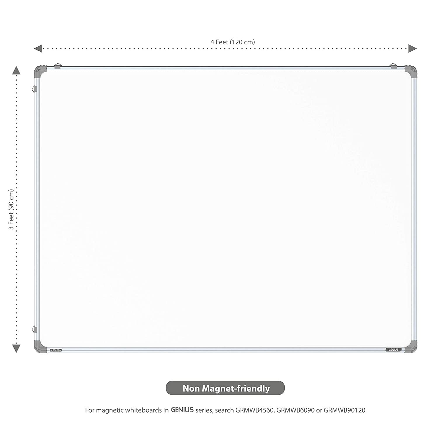 Pragati Systems® Genius Melamine (Non-Magnetic) Whiteboard for Office, Home and School (GWB90120), Lightweight Aluminium Frame, 3x4 Feet (Pack of 1) Pragati Systems® Genius Melamine (Non-Magnetic) Whiteboard for Office, Home and School (GWB90120), Lightweight Aluminium Frame, 3x4 Feet (Pack of 1)