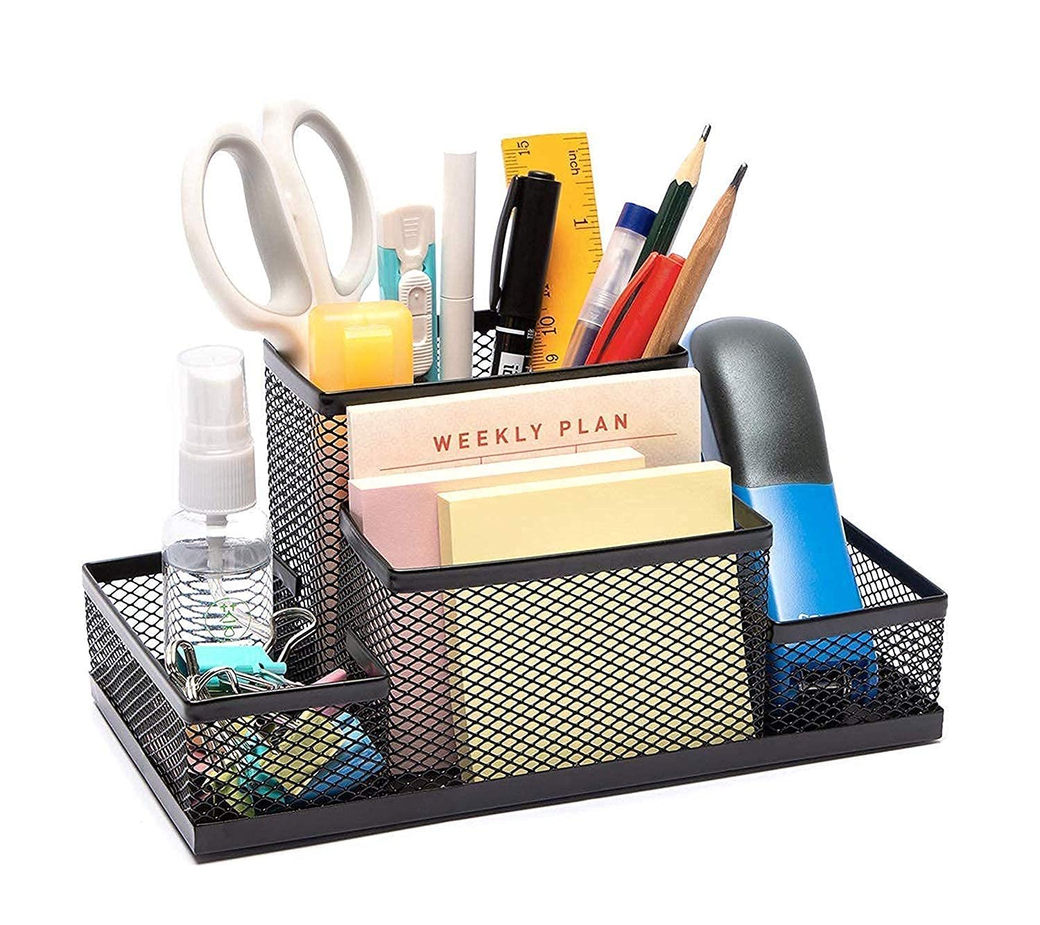 ORZIX Compartment Metal Mesh Desk Organizer Stationary Storage Stand Pen, Pencil Holder for Office, Home, and Study Table (4 Compartment) ORZIX Compartment Metal Mesh Desk Organizer Stationary Storage Stand Pen, Pencil Holder for Office, Home, and Study Table (4 Compartment)