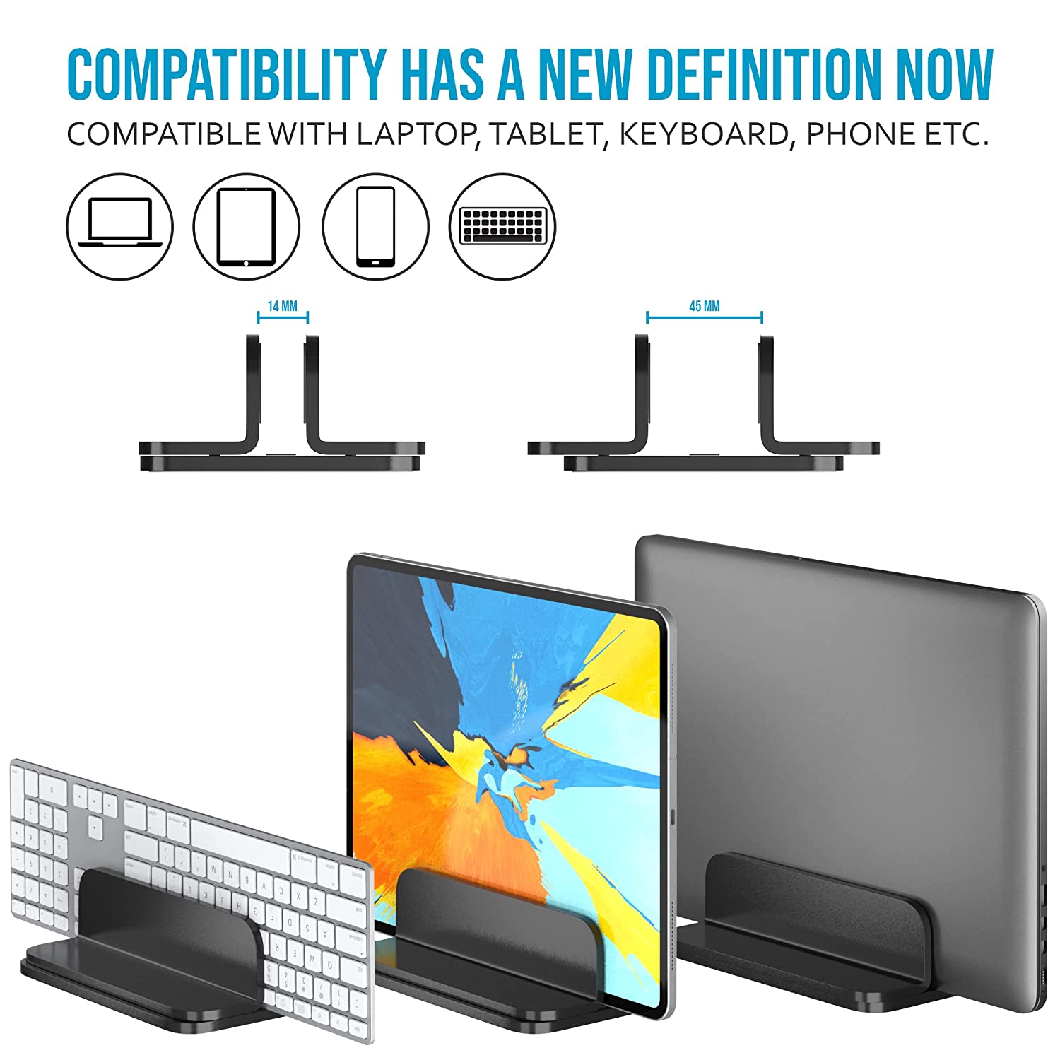 ELV Direct Vertical Laptop Stand Holder,Desktop Aluminum Lapdesk Laptop Stand with Adjustable Dock Size, Fits All Laptops (Up to 17.3 inches), Black, (VERTCL-Lap-STD-SML) ELV Direct Vertical Laptop Stand Holder,Desktop Aluminum Lapdesk Laptop Stand with Adjustable Dock Size, Fits All Laptops (Up to 17.3 inches), Black, (VERTCL-Lap-STD-SML)