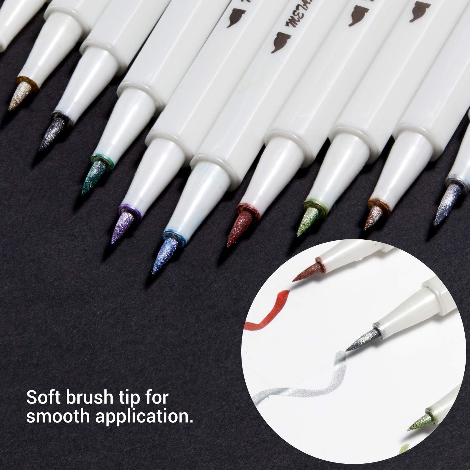 Ohuhu Metallic Markers Glitter Paint Pen Fine Tip, Set of 10 Premium Window Marker for DIY Card Making, Coloring Books, Scrapbook Photo Album, Rock Art, Glass, Back To School Gift Ohuhu Metallic Markers Glitter Paint Pen Fine Tip, Set of 10 Premium Window Marker for DIY Card Making, Coloring Books, Scrapbook Photo Album, Rock Art, Glass, Back To School Gift