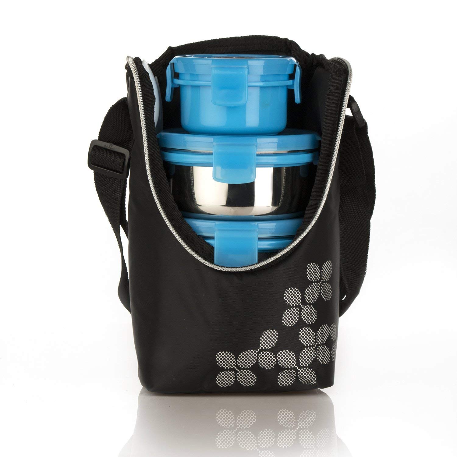 Cello Max Fresh Click Stainless Steel Lunch Box Set, 4-Pieces, Blue Cello Max Fresh Click Stainless Steel Lunch Box Set, 4-Pieces, Blue