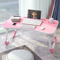 NARGO Smart Multipurpose Foldable Laptop Table with Cup Holder, Study Table, Bed Table, Breakfast Table, Foldable and PortableErgonomic & Rounded EdgesNon-Slip Legs (Pink)