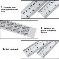 KRAVETTO® Stainless Steel Ruler 300mm Permanent Etched Graduations Imperial and Metric
