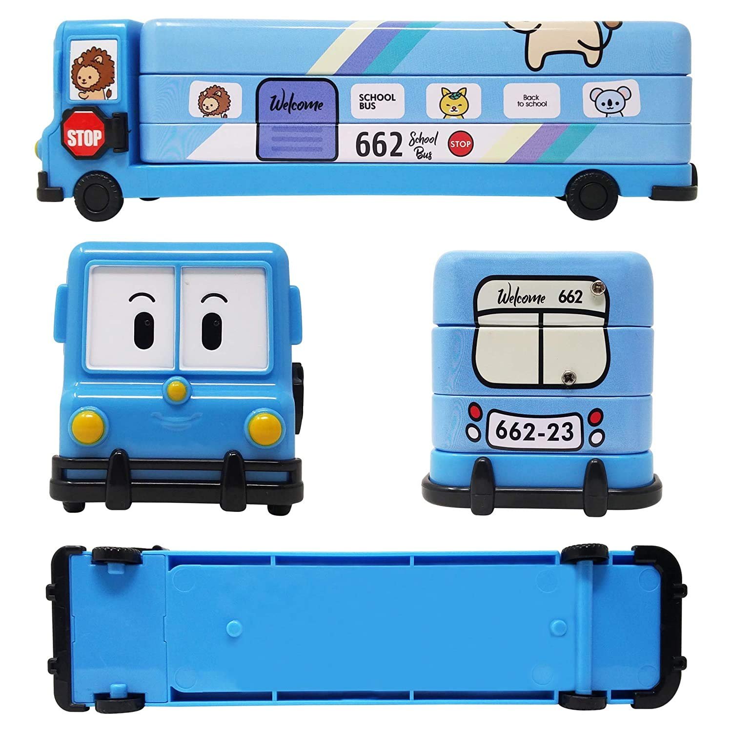 Mimi® Pack of 1 Metal Bus Double Decker Bus Shape Pencil Box for School and Wheels for Kids Birthday Party Return Gifts and Other Multi-Purpose Uses (Blue) Mimi® Pack of 1 Metal Bus Double Decker Bus Shape Pencil Box for School and Wheels for Kids Birthday Party Return Gifts and Other Multi-Purpose Uses (Blue)