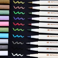 Ohuhu Metallic Markers Glitter Paint Pen Fine Tip, Set of 10 Premium Window Marker for DIY Card Making, Coloring Books, Scrapbook Photo Album, Rock Art, Glass, Back To School Gift