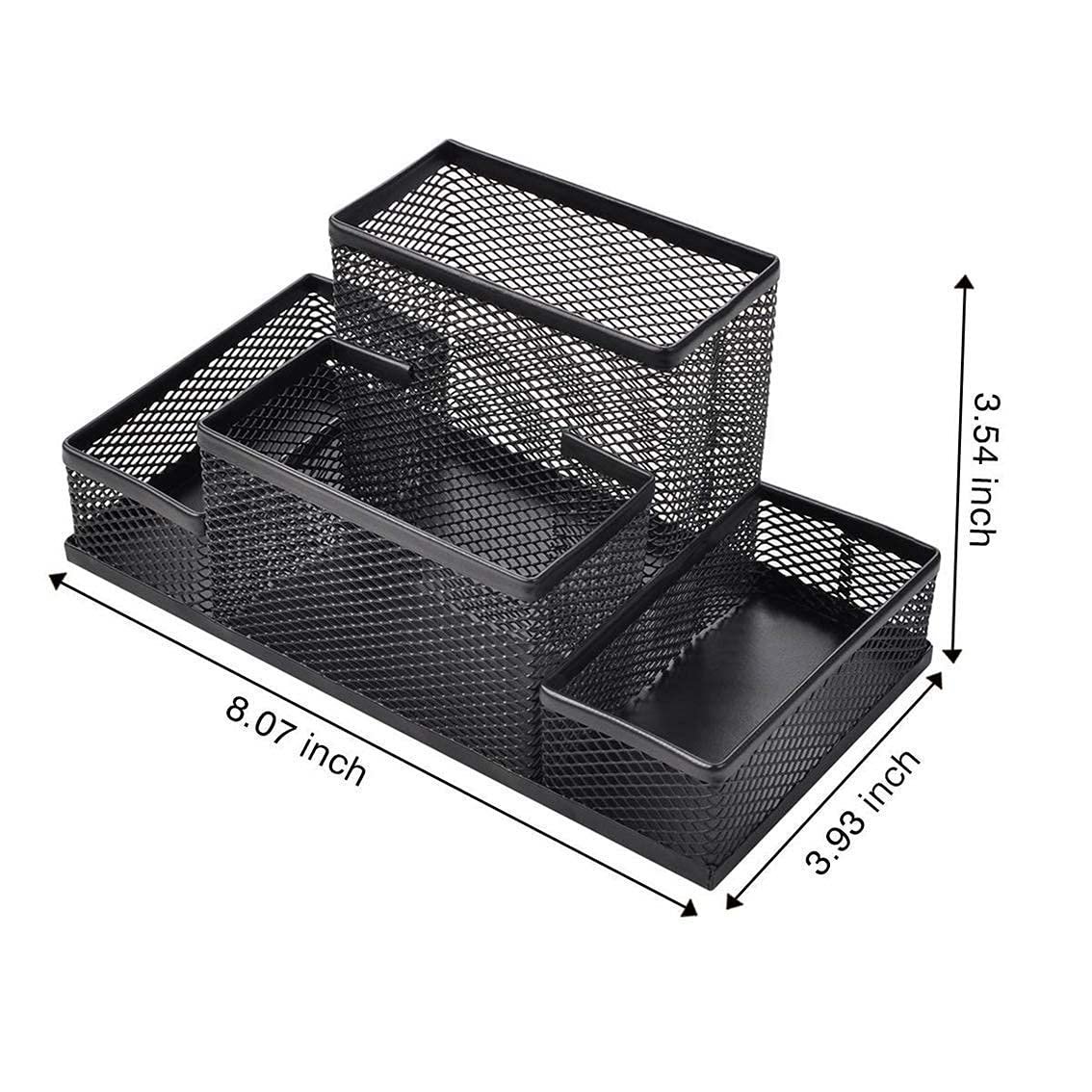 ORZIX Compartment Metal Mesh Desk Organizer Stationary Storage Stand Pen, Pencil Holder for Office, Home, and Study Table (4 Compartment) ORZIX Compartment Metal Mesh Desk Organizer Stationary Storage Stand Pen, Pencil Holder for Office, Home, and Study Table (4 Compartment)