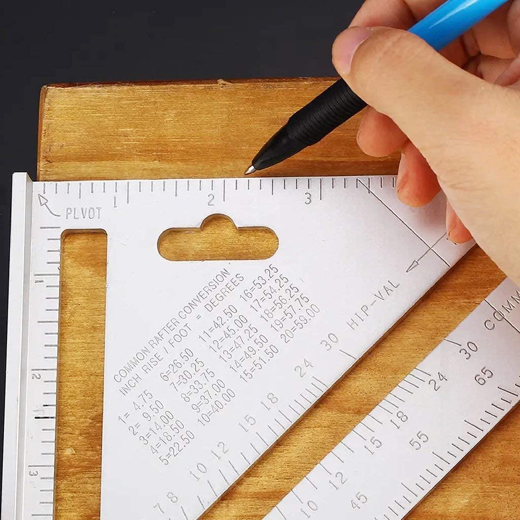 MORTON DAVIES Premium Aluminum Alloy Double Side 90 Degree Right Angle Triangle Scale Ruler with Metric Inch Measurement (SLIVER) (PACK OF 1) MORTON DAVIES Premium Aluminum Alloy Double Side 90 Degree Right Angle Triangle Scale Ruler with Metric Inch Measurement (SLIVER) (PACK OF 1)