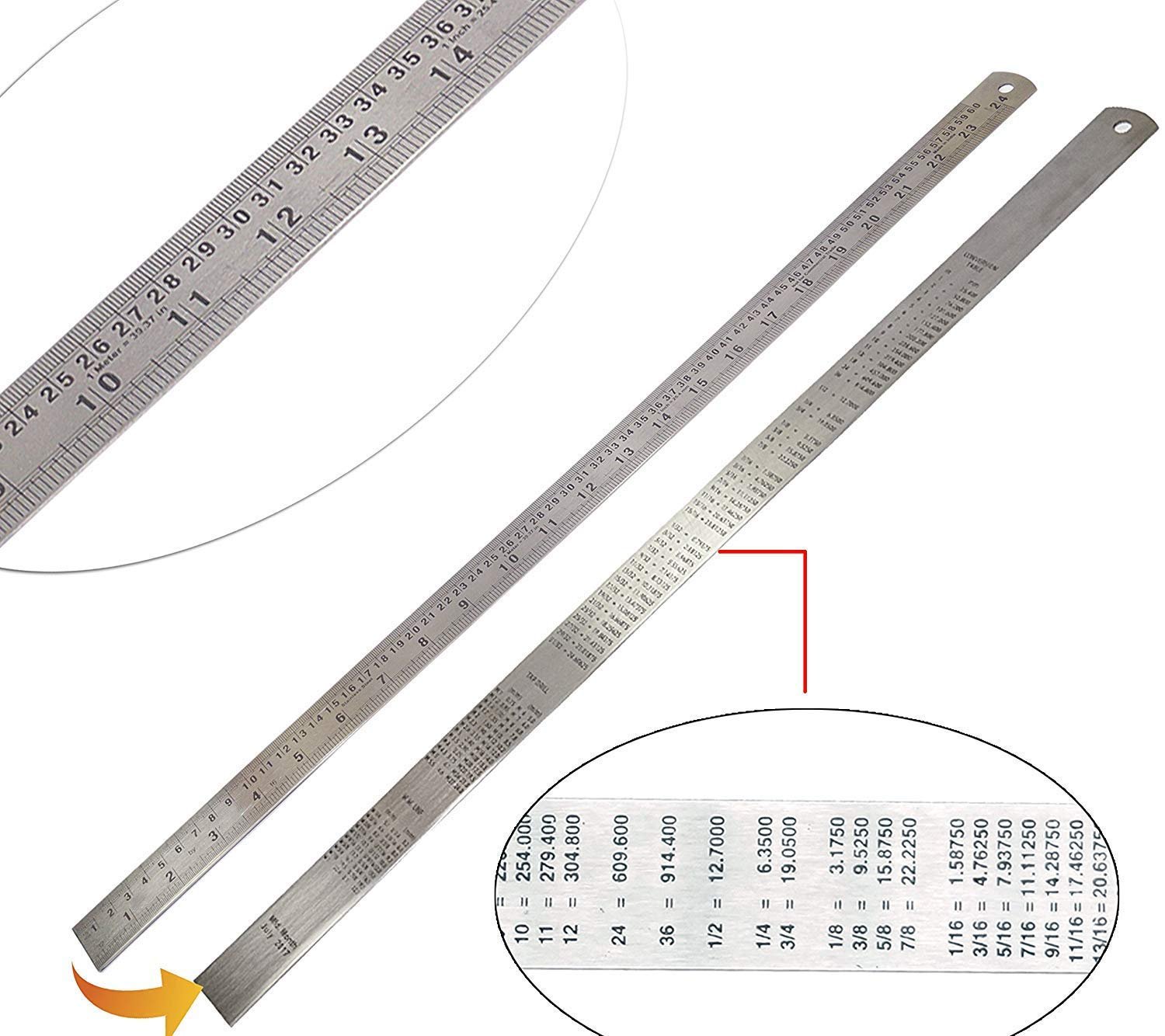 Shuban 60 cm Stainless Steel Ruler Scale Long 2 Side Measuring Tool for Architects, Engineers, College Students Shuban 60 cm Stainless Steel Ruler Scale Long 2 Side Measuring Tool for Architects, Engineers, College Students