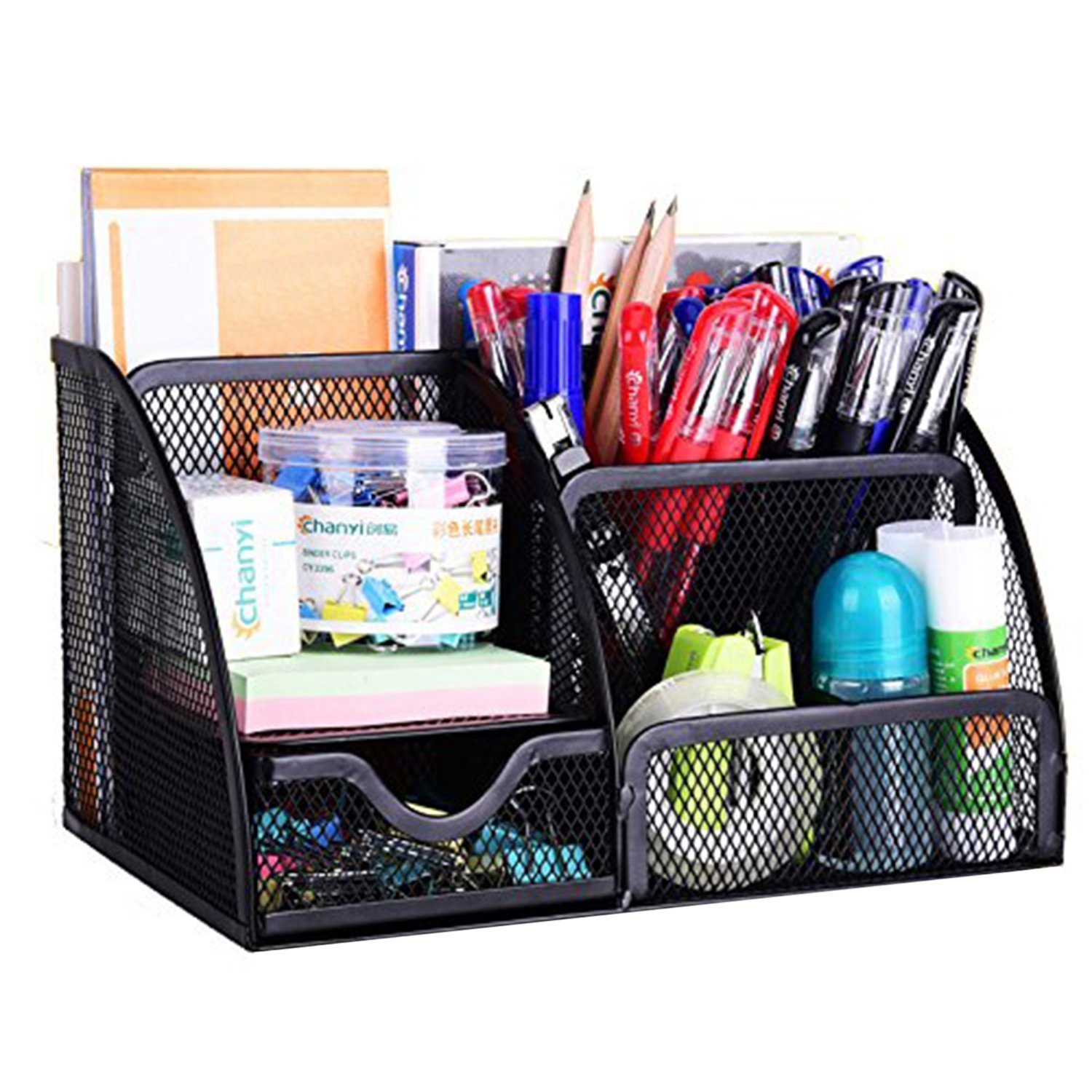 MeRaYo Metal Mesh Pen and Pencil Stationary Storage Tidy Desk Organizer Box with 6 Compartment for Home and Office Accessories (Black Color) MeRaYo Metal Mesh Pen and Pencil Stationary Storage Tidy Desk Organizer Box with 6 Compartment for Home and Office Accessories (Black Color)