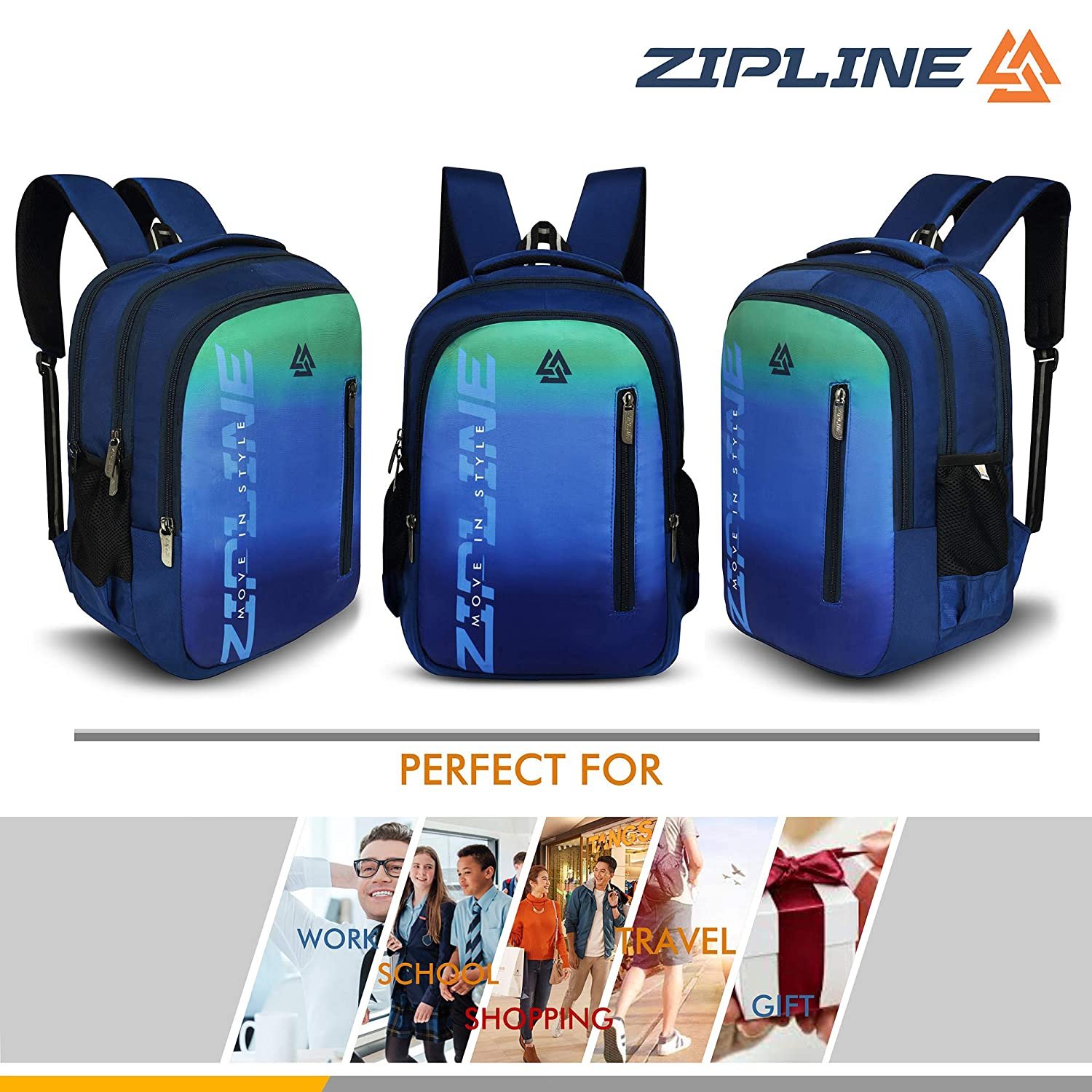 ZIPLINE Unisex Casual Polyester 36 L Backpack School Bag Women Men Boys Girls Children Daypack College Bag Book School Sports Bag Weekend Bag ZIPLINE Unisex Casual Polyester 36 L Backpack School Bag Women Men Boys Girls Children Daypack College Bag Book School Sports Bag Weekend Bag
