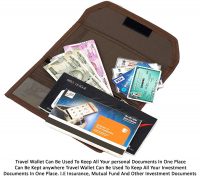 NISUN Multipurpose Multi Pocket Expanding Cheque Book Holder Travel Organizer Document Bag for Small Accessories (BlackBrown)