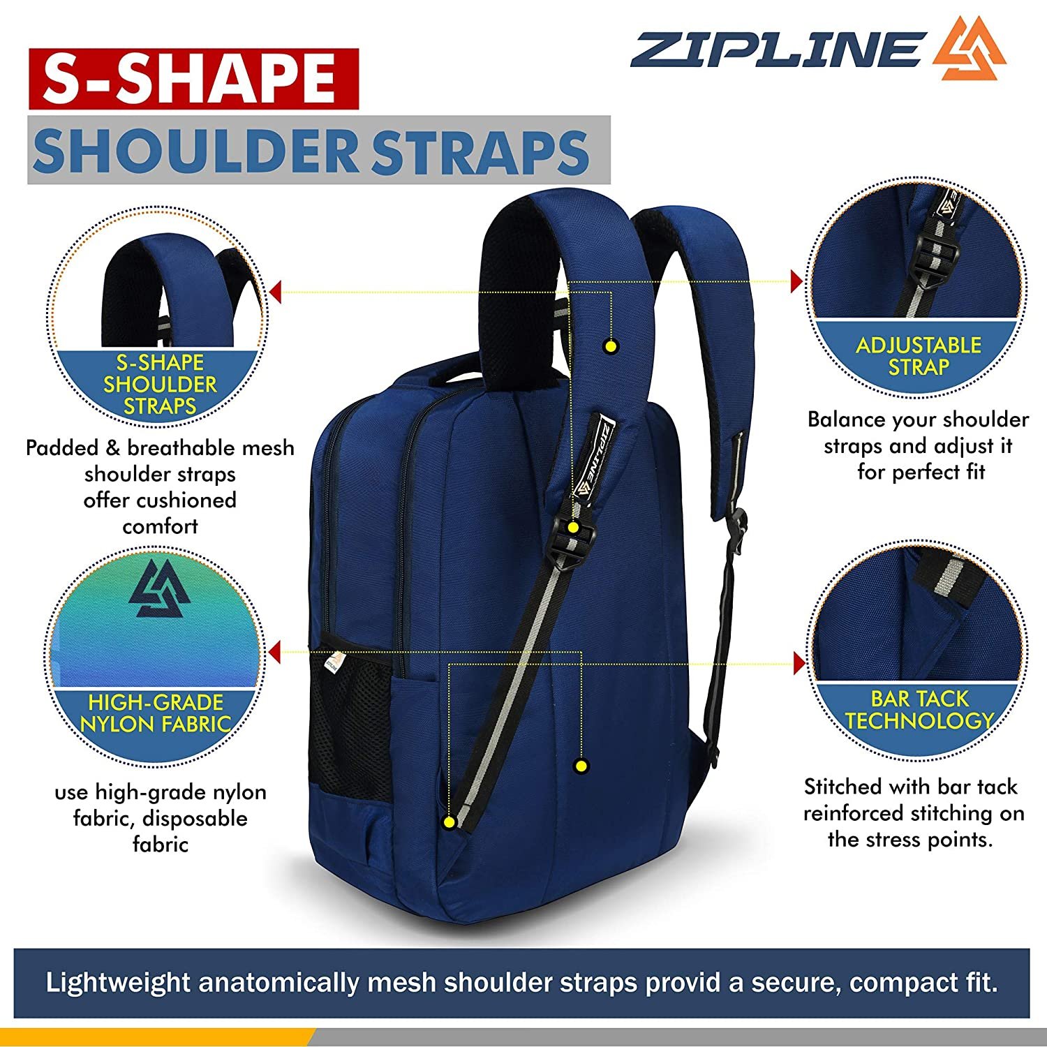 ZIPLINE Unisex Casual Polyester 36 L Backpack School Bag Women Men Boys Girls Children Daypack College Bag Book School Sports Bag Weekend Bag ZIPLINE Unisex Casual Polyester 36 L Backpack School Bag Women Men Boys Girls Children Daypack College Bag Book School Sports Bag Weekend Bag