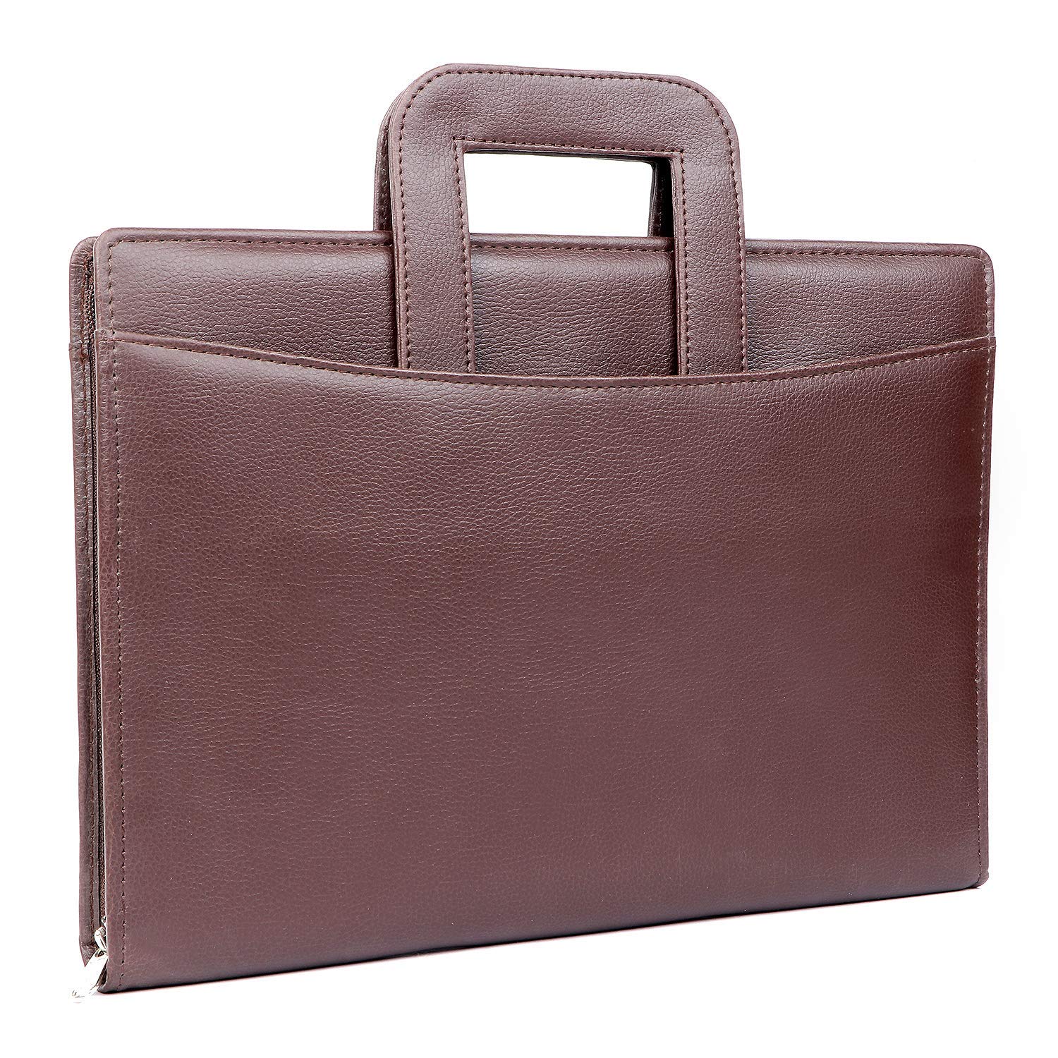 NJ Leather Zipper File Document Bag with Handle for Certificates, Document Bag with Adjustable Handles (Size 38x27 cm, Brown) NJ Leather Zipper File Document Bag with Handle for Certificates, Document Bag with Adjustable Handles (Size 38x27 cm, Brown)