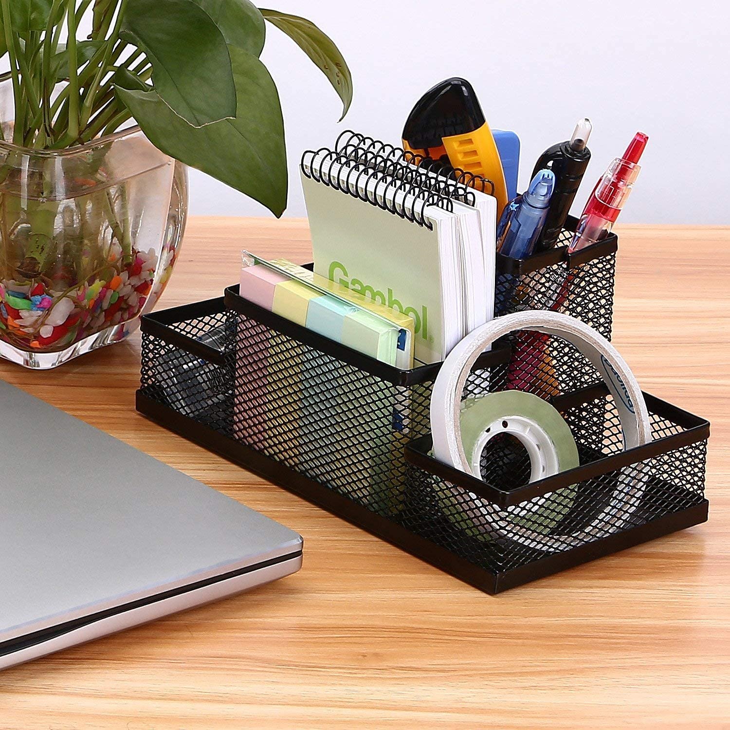 ORZIX Compartment Metal Mesh Desk Organizer Stationary Storage Stand Pen, Pencil Holder for Office, Home, and Study Table (4 Compartment) ORZIX Compartment Metal Mesh Desk Organizer Stationary Storage Stand Pen, Pencil Holder for Office, Home, and Study Table (4 Compartment)
