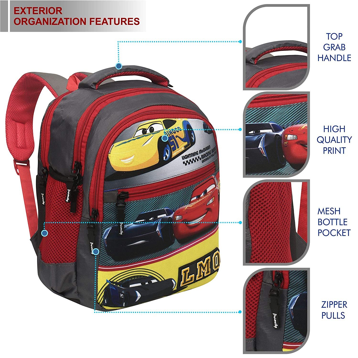 Priority Disney HD Pixar Car 25 litres Grey - Red Polyester Kid's School Bag Casual Backpack for Boys & Girls (Spike 21-24143) Priority Disney HD Pixar Car 25 litres Grey - Red Polyester Kid's School Bag Casual Backpack for Boys & Girls (Spike 21-24143)